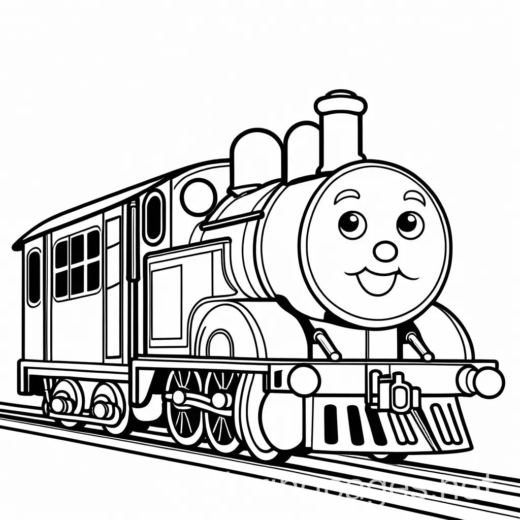 Wallpaper #1WfB-JIBSpphPi3-ior0371 Friendly Chubby Train Coloring Page for Kids Smiling Outline Art with