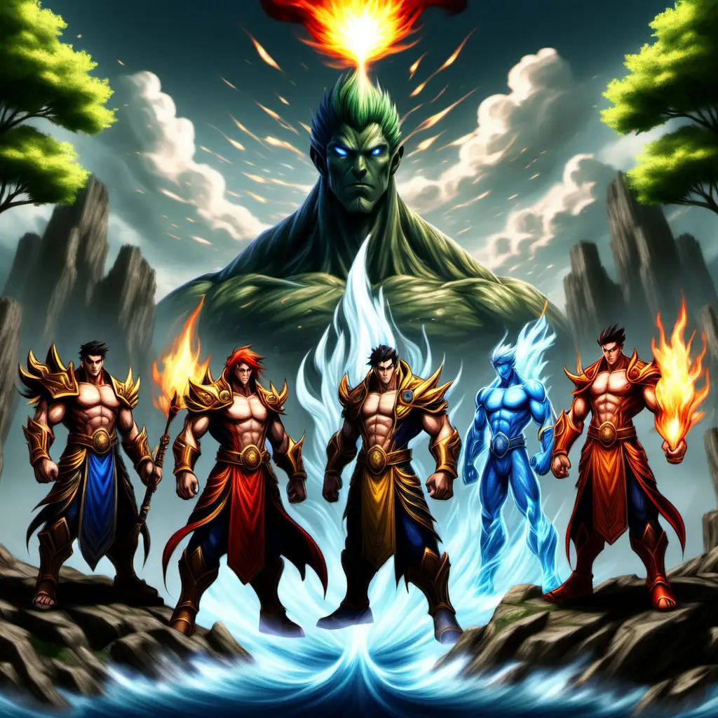 Wallpaper #H2ds_JIBSpphPi3-LpgZ78 Four Elemental Brothers Highdefinition Video Game Character Creation