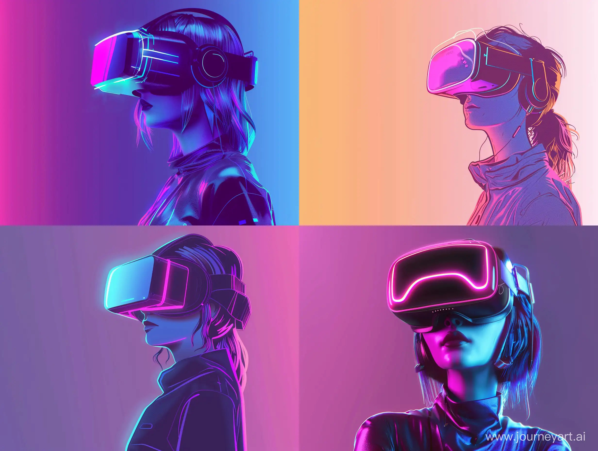 Wallpaper #LgNNYpMBpyOg8YnEfdJU204 Futuristic Gamer Girl in Cyberpunk Hoodie and Vr Headset Midjourney