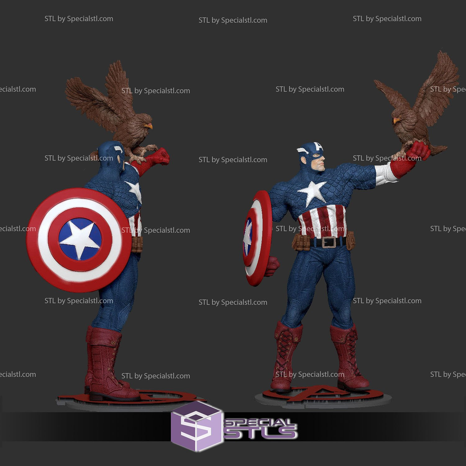 Wallpaper #oFh1NJMBzN9vxX34UTwG245 Captain America 3D Model with Eagle Specialstl