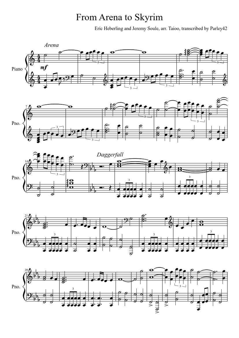 Wallpaper #Cbkj35IBJvJKYCmE9wmu137 From Arena to Skyrim All Elder Scrolls Themes Sheet Music Download