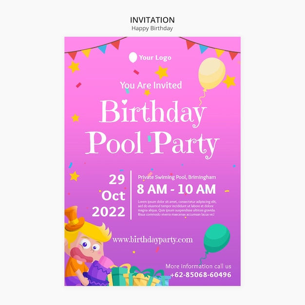 Wallpaper #tbne3ZIBJvJKYCmEsQLe238 Free Psd Birthday Party Invitation Template