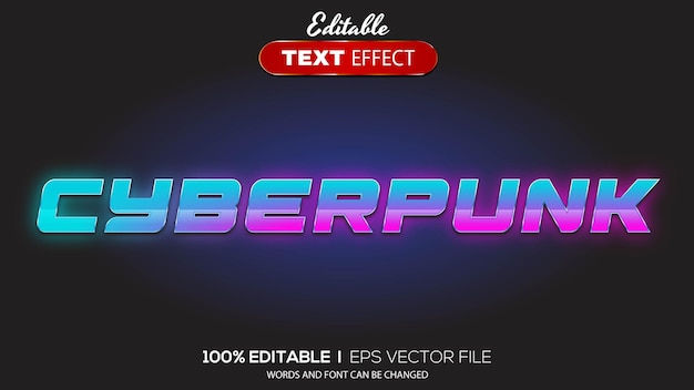 Wallpaper #kF75MpMBborbLbczBmDb42 Tema Cyberpunk De Efeito De Texto Editavel Em 3D Vetor Premium