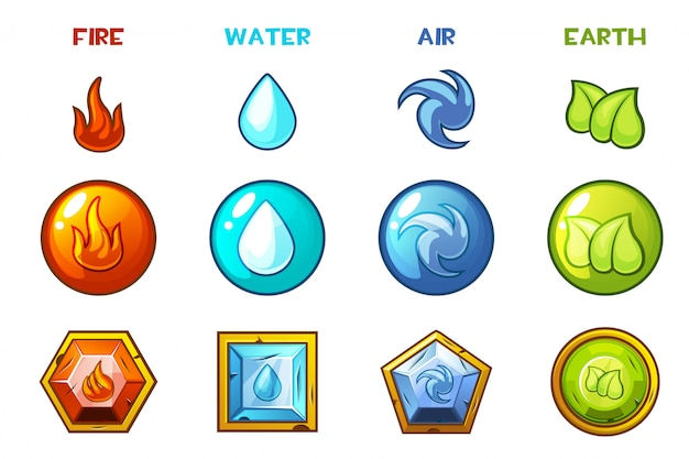 Wallpaper #MWff55IBSpphPi3-fDqn72 Icones De Quatro Elementos Naturais Dos Desenhos Animados Terra Agua