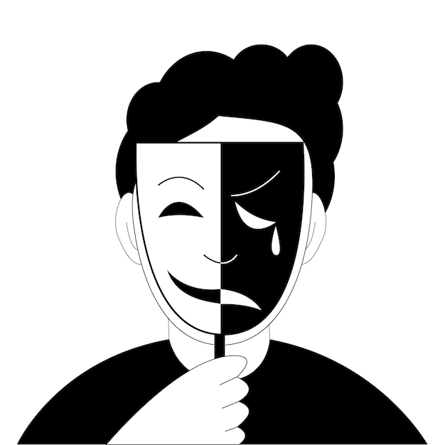 Wallpaper #pp16Z5cBkAG5jTCHx7N792 Premium Vector the Character Covers His Face with a Twofaced Mask