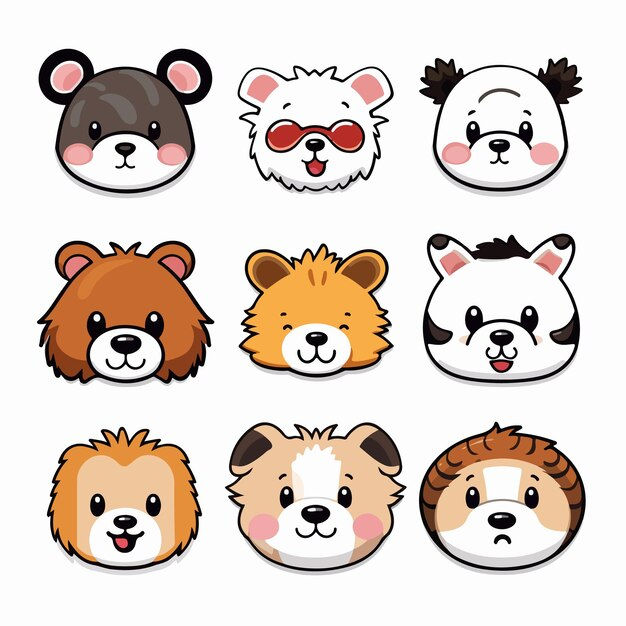 Wallpaper #9fCngJcBi4JM6agG7CG_158 Premium Vector Animal Emoticons Set of 6 Flat Vector Illustration