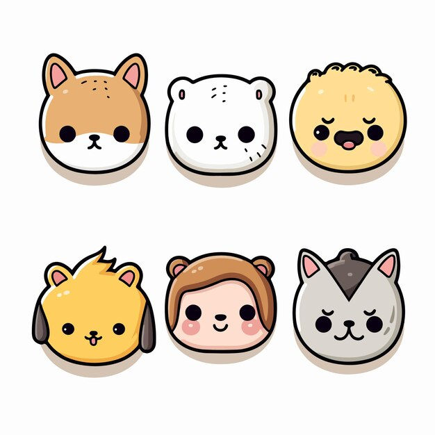 Wallpaper #9fCngJcBi4JM6agG7CG_195 Premium Vector Animal Emoticons Set of 6 Flat Vector Illustration
