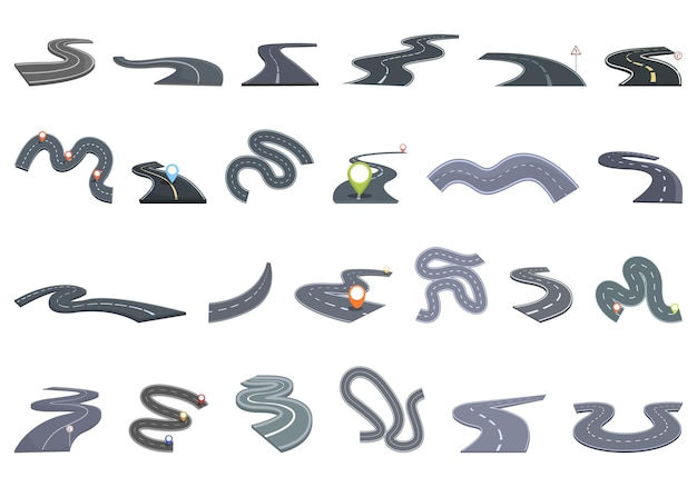 Wallpaper #5_8FapMB3lSXT3zUC-WN144 Premium Vector Winding Road Icons Set Cartoon Vector Vehicle