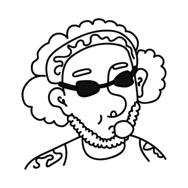 Wallpaper #C2gsJJMBSpphPi3-UzjF366 Premium Vector Doodle Portrait of Man in Sunglasses Chewing Gum