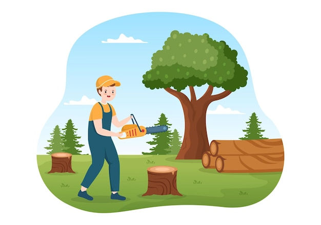 Wallpaper #9mdFCpMBSpphPi3-NNO0465 Premium Vector People Tree Cutting and Timber with Truck and Tools in