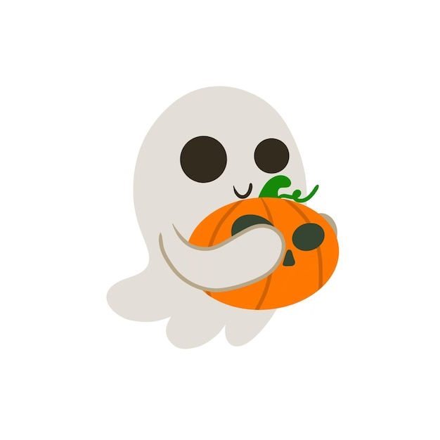 Wallpaper #SfS5OZMBKFX8bn3rL3dx351 Premium Vector Cute Ghost Holding Pumpkin for Halloween Vector