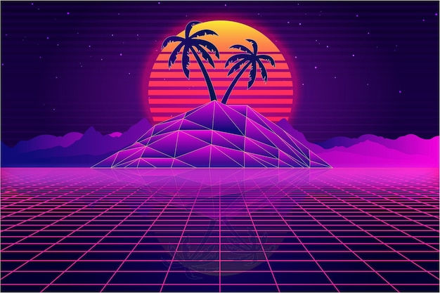 Wallpaper #de-kTJMBMN-XEVvV7z4q99 Premium Vector Retro Sci Fi Futuristic Vector Background 1980s and