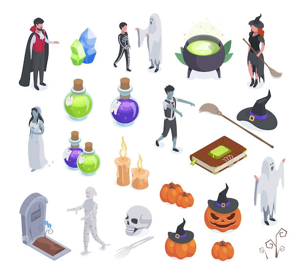 Wallpaper #RPS3OZMBKFX8bn3r6ncE187 Premium Vector Isometric Spooky Halloween Party Mascots Pumpkin Ghost