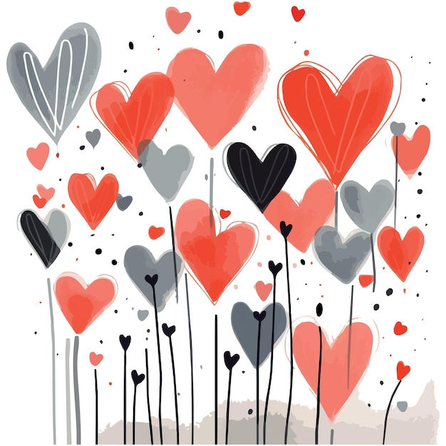 Wallpaper #12eRAJMBSpphPi3-GKYv207 Premium Vector Red Shaped Hearts Pattern of Cute Funny Doodle Hearts
