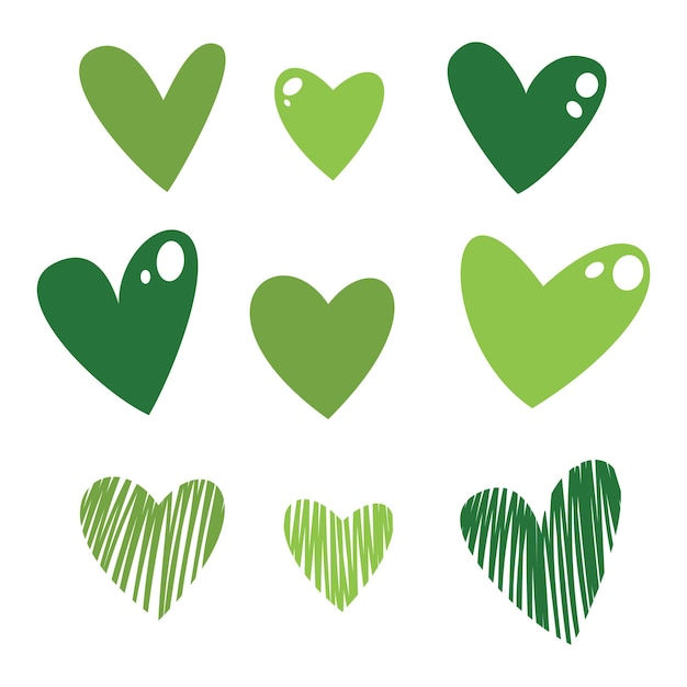 Wallpaper #Tmd395IBSpphPi3-tobx52 Premium Vector Cute Hand Drawn Hearts Collection Green Hearts Ready