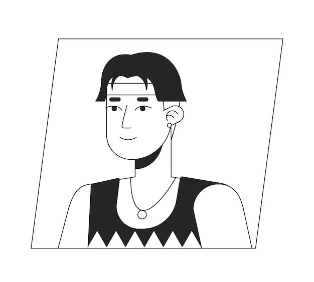 Wallpaper #1WfB-JIBSpphPi3-ior0335 Premium Vector Handsome Asian Man with Black Hair Black White Cartoon