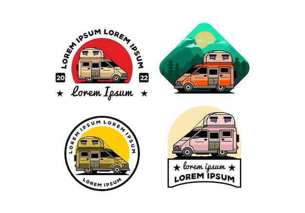 Wallpaper #5_8FapMB3lSXT3zUC-WN275 Premium Vector Big Van with Roof Box Tent Illustration Badge