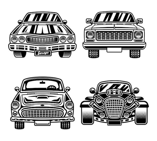 Wallpaper #sSbXl5cBNyflpn9rXYZh171 Premium Vector Retro Cars Front View Vector Objects in Monochrome