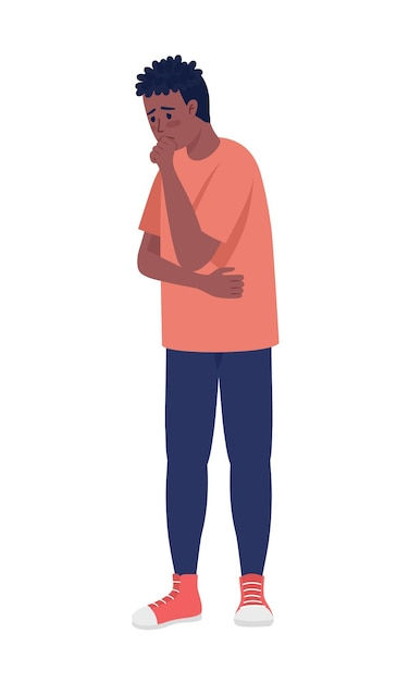 Wallpaper #cGcoAJMBSpphPi3-kqV8385 Premium Vector Thoughtful Upset Man Semi Flat Color Vector Character