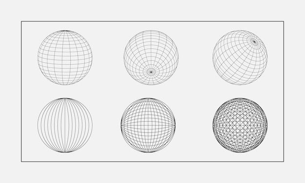 Wallpaper #khp8TpMB1yWOL4qgen0L225 Premium Vector 3D Wireframe Sphere Collection Globe or Ball in Circle
