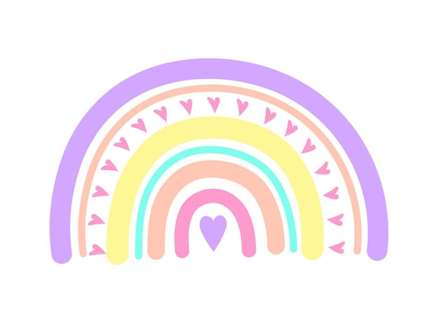 Wallpaper #_2eP9ZIBSpphPi3-1n_c302 Premium Vector Cute Handdrawn Boho Rainbow with Little Heart Simple