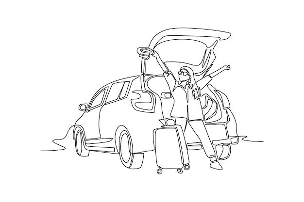 Wallpaper #5_8FapMB3lSXT3zUC-WN215 Premium Vector Continuous One Line Drawing Road Trip Concept Single