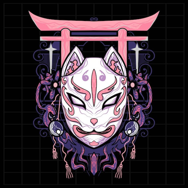 Wallpaper #-HP4iI4BFI5NbQks6CGD49 Premium Vector Kitsune Mask Streetwear Design Illustration