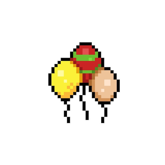 Wallpaper #a0D6MJMBJhL2WPbaiMSr49 Premium Vector Three Balloon in Pixel Art Style