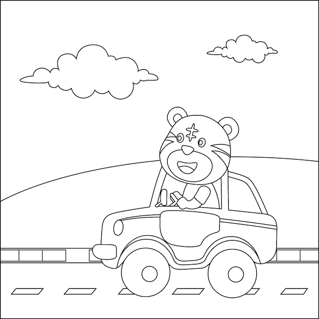 Wallpaper #5_8FapMB3lSXT3zUC-WN323 Premium Vector Vector Cartoon of Funny Bear Driving Car in the Road
