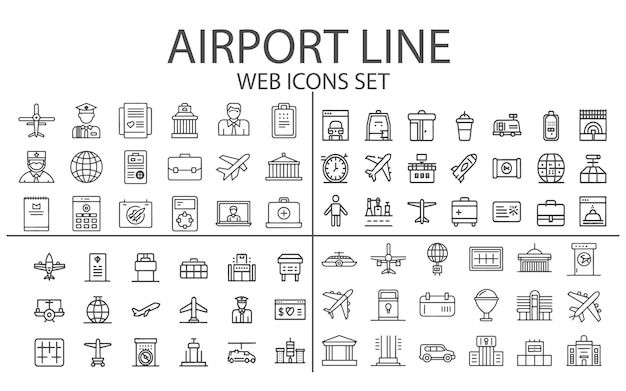 Wallpaper #wZyy4ZIBZHQxiYarrLy4358 Premium Vector Airport Stroke Outline Black and White Web Icons