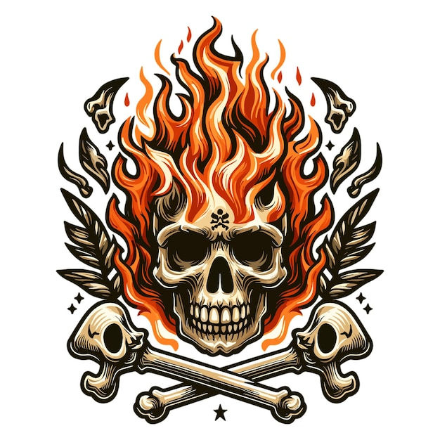 Wallpaper #XLhI2JIBJvJKYCmEa-fn187 Premium Vector Flaming Skull Vector Illustration on White Background