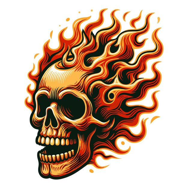 Wallpaper #XLhI2JIBJvJKYCmEa-fn158 Premium Vector Flaming Skull Vector Illustration on White Background