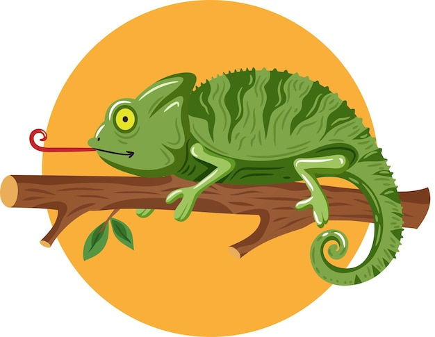 Wallpaper #9mdFCpMBSpphPi3-NNO070 Premium Vector a Chameleon is Crawling on a Tree Trunk
