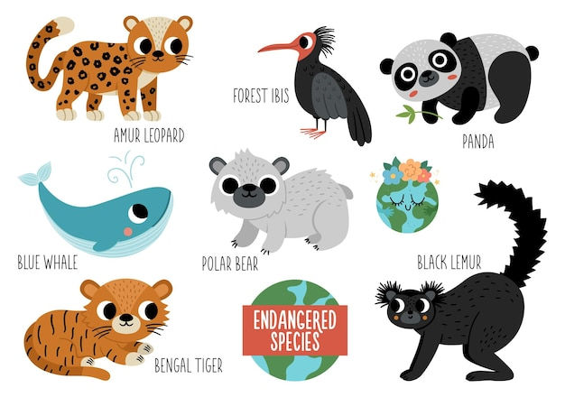 Wallpaper #Yh2rLJMBlOZrFDOkw8sX279 Premium Vector Vector Endangered Species Set Cute Extinct Animals