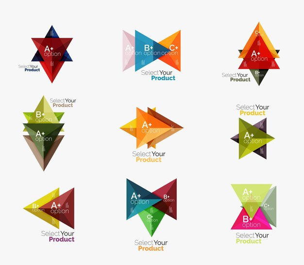 Wallpaper #VWcrC5MBSpphPi3-B9iE30 Premium Vector Set of Triangle Infographic Layouts with Text and Options