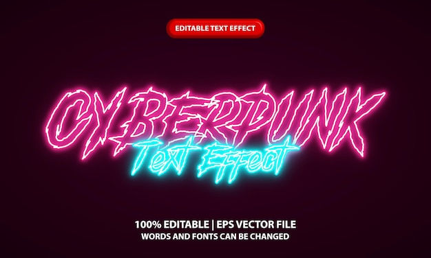 Wallpaper #kF75MpMBborbLbczBmDb156 Premium Vector Cyberpunk Editable Text Effect Template Neon Glowing