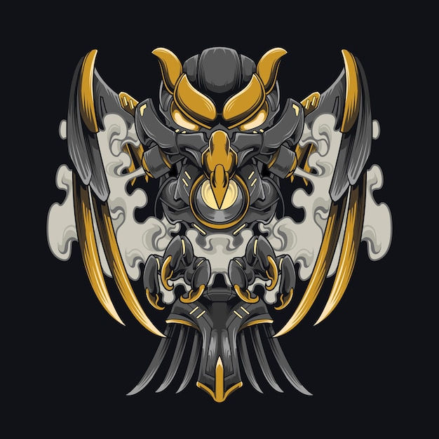 Wallpaper #cDFKNZMB5zzyi_yYTVYy10 Premium Vector Cyberpunk Crow Mecha Illustration Steel Black Crow
