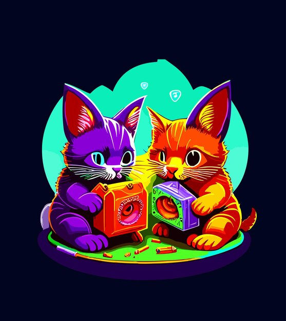 Wallpaper #QWhMI5MBSpphPi3-9jW8207 Premium Vector Cyberpunk Cat Sticker Design Futuristic Cat