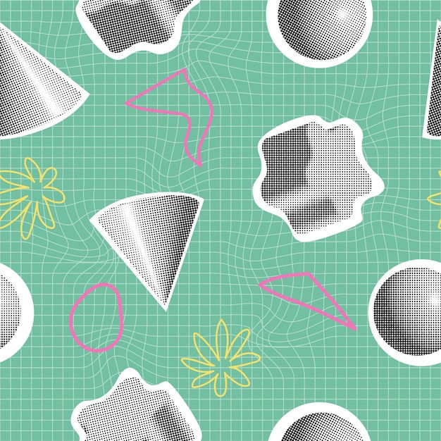 Wallpaper #D7iA2pIBJvJKYCmESvJV180 Premium Vector Seamless Pattern with Collage Elements with Geometric