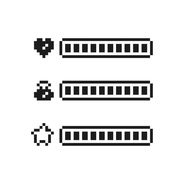 Wallpaper #8kDiMJMBJhL2WPbaXMPE41 Premium Vector 1 Bit Pixel Art Game Interface Elements for Hitpoints
