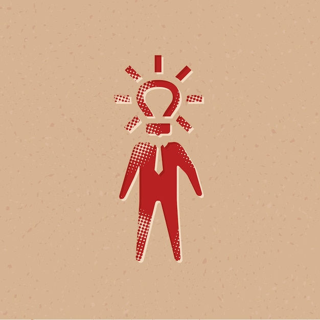 Wallpaper #FbmH3ZIBJvJKYCmEjAF2172 Premium Vector Light Bulb Head Halftone Style Icon with Grunge