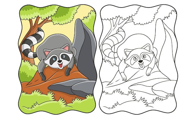 Wallpaper #9mdFCpMBSpphPi3-NNO0232 Premium Vector Cartoon Illustration the Raccoon is Crawling on a