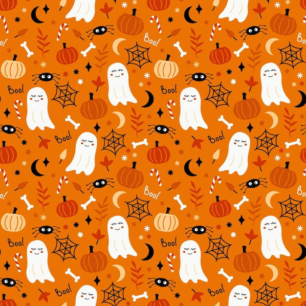 Wallpaper #7vQXOpMBKFX8bn3riHeK276 Premium Vector Bright and Fanny Halloween Seamless Pattern Ghost