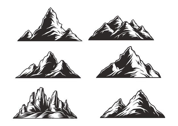 Wallpaper #x--qS5MBMN-XEVvVnztn149 Premium Vector Vector Illustration Set of Silhouette Peak of Rocky