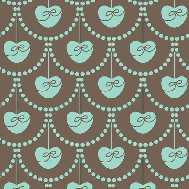Wallpaper #Tmd395IBSpphPi3-tobx412 Premium Vector Pattern with Hearts on a Dark Background with Garlands