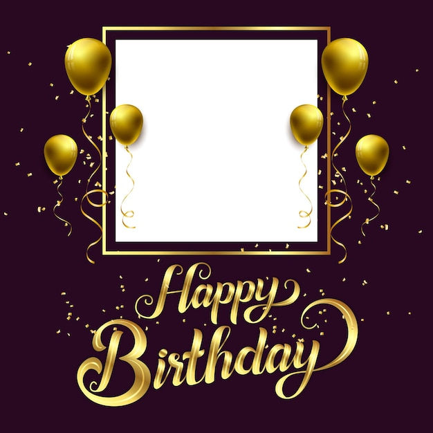 Wallpaper #3DG7NZMB5zzyi_yYq1fz173 Premium Vector Beautiful Happy Birthday Card with Balloons and Golden