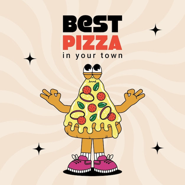 Wallpaper #XZ3oZJcBkAG5jTCHLrHO122 Premium Vector Retro Vintage Cartoon Poster Character Pizza Mascot