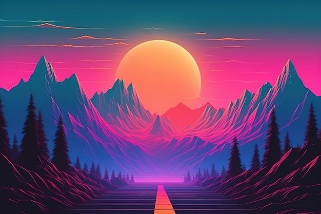 Wallpaper #3Gex85IBSpphPi3-v3Zj214 Premium Vector 80s Retro Futuristic Scifi Background Digital Fine Art