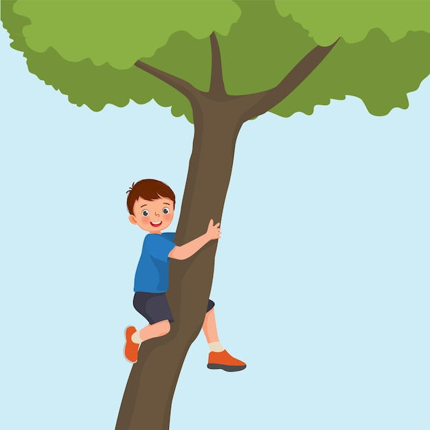 Wallpaper #9mdFCpMBSpphPi3-NNO069 Premium Vector Cute Little Boy Climbing Big Tree in the Park