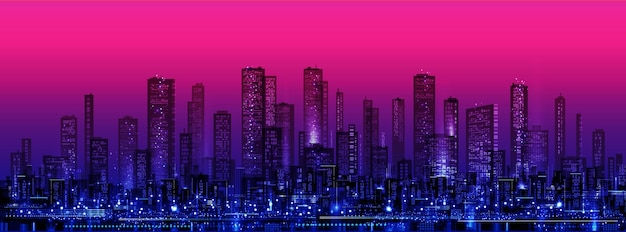 Wallpaper #v5yx4ZIBZHQxiYar0bzY259 Premium Vector Futuristic Night City Cityscape on a Dark Background